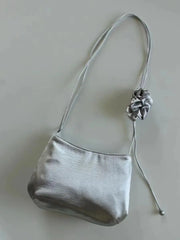 Lunivop Retro Silver Satin Bucket Bag Purse Women New Trendy Shoulder Crossbody Bags Ladies Vintage Hot Girls Mini Bag Y2k