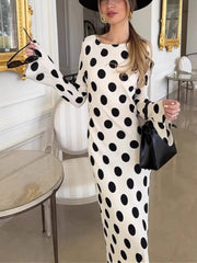 Lunivop Summer Fashion Series New Women's Elegant Dress Long Tight Sexy Horn Sleeve Wave Point A Long Skirt Vacation Long Run