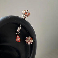 Lunivop Red Zircon Crown 316L Stainless Steel Spiral Ear Bone Nail New Fashion Y2K Earrings for Women Ear Piercing Cochlea Jewelry