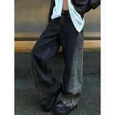 Lunivop Women's Casual Retro Wide Leg Denim Trouser Harajuku Solid High Waist Loose Jeans American Vintage 2000s Baggy Emo Pants