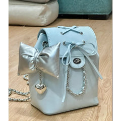 Lunivop Harajuku Blue Bow Y2k Backpack Women Fairy Core Aesthetic Chains Chic Mini Backpacks Female Sweet Cute Mochila Ladies