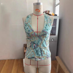 Lunivop Y2K Women's Sequined Bead Top Bohemian Backless Beach Top Sexy Party Nightclub Camisole Vest Pornhub Crop Top