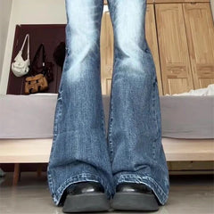 Lunivop Y2K Sexy Slim Flared Pants Women Korean Fashion Versatile Washed Jeans Autumn Winter Streetwear Trendy High Waist Wide-Leg Pant