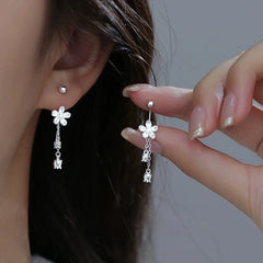 Lunivop Korean Trendy Simple Flower Bell Orchid Tassel Copper Earrings for Women Sweet Elegant Party Jewelry Girlfriend Gifts