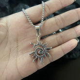 Lunivop Fashion Creative Sun Flame Pendant Necklace Punk Hip Hop Retro Hipster Men's Hollowed Out Stainless Steel Necklace Jewelry Gift