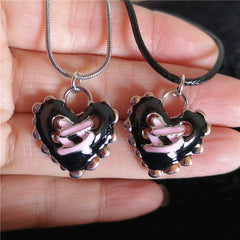 Lunivop Gothic Punk Heart Pendant Choker Snake Chain Rope Chain Necklace For Women Y2k Aesthetic Vintage 2000s Jewelry Scene Accessories