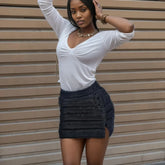 Lunivop Puffy Cotton Padde Bodycon Mini Skirts Women Solid Fashion High Waist Buttons Split Quilted Skirt Fashoin Casual Streetwear