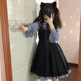 Lunivop Korean Fashion Preppy Style Doll Collar Womens Dresses Japanese Kawaii Lolita Short Dresses Summer Party Dress