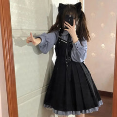Lunivop Korean Fashion Preppy Style Doll Collar Womens Dresses Japanese Kawaii Lolita Short Dresses Summer Party Dress