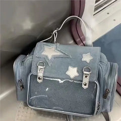 Lunivop Harajuku Denim Backpack Women Japanese Transparent Star Ita Bags Mochila Female Lolita Vintage Y2k Backpacks Aesthetic