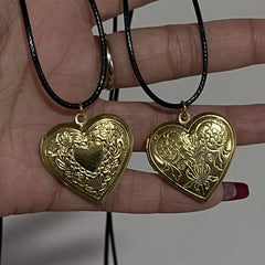 Lunivop Love Heart Secret Message Locket Necklace Pendant Vintage Gift For Lover Couples Custom Message Fashion Jewelry