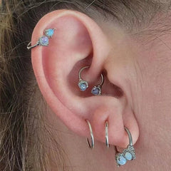 Lunivop Ins Opal Dragon Claw Lip Ring Horseshoe Ring C Shaped Lip Piercing Ear Tragus Nose Rings 316L Titanium Steel Piercing Ornament