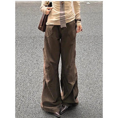 Lunivop Women Winter Khaki Baggy Jeans Vintage Cowboy Pants Harajuku Aesthetic Streetwear Denim Trousers Y2k 2000s Style Clothes