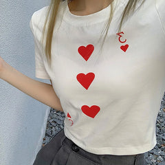 Lunivop Gothic Punk E-girl Tee poker print T-shirt 90s streetwear summer women's vintage casual O-neck basic crop top y2k Harajuku Slim