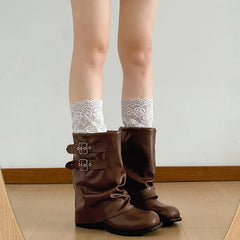 Lunivop Vintage Thick Heel Women Western Ankle Boots Eelgant Belt Buckle Shoes Ladies Cosy Soft Leather Short Booties
