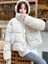 Lunivop Sweet Polka Dot Corduroy Parkas Women Vintage Thick Warm Winter Cotton Coat Korean Loose Long Sleeve Female Elegant Jacket Tops