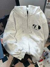 Lunivop Cute Dog Cartoon Gray Hoodies Women Loose Long Sleeve Kawaii Sweatshirts Casual Vintage Preppy Style Fall Female Pockets Tops