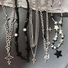 Lunivop Stainless Steel Metal Rivet Pendant Thin Snake Chain Necklace for Men Punk Silver Color Cuban Link Chain Choker