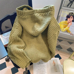 Lunivop Hooded Cardigans Women Harajuku Pure Vintage Gentle Autumn Soft Leisure Streetwear Students Young Simple Sweaters Korean Style