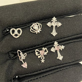 Lunivop 1pcs Shiny Cross Pink Zircon Silver Color 316L Stainless Steel Ear Bone Nail Y2K Hottie Earring for Women Cochlear accessories