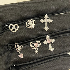 Lunivop 1pcs Shiny Cross Pink Zircon Silver Color 316L Stainless Steel Ear Bone Nail Y2K Hottie Earring for Women Cochlear accessories