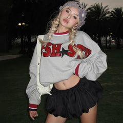 Lunivop O Neck Long Sleeve Letter Print Loose Casual Strwetwear Tops Fashion Korean Manufacturer Clothes Y2K Streetwear Autumn