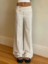 Lunivop Y2K Vintage White Women Flare Pants Basic Wide Leg Solid Color Korean Fashion Trousers Baggy Casual Office Lady Chic