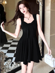 Lunivop Summer Red Chic Bow Sqaure Collar Sling Sexy Mini Dress Women Elegant Ruffled Luxury Dress Gown 2025 Korean Bodycon Party Dress