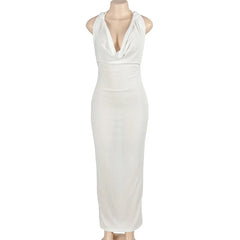 Lunivop Summer Sexy Spicy Girls See Through Backless Long Dress Women Hooded Swinging Collar Sleeveless Beachwear Bikini Cover Up