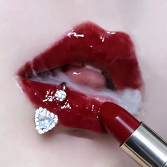 Lunivop 1Pc Trendy Sweet Cool Style Stainless Steel 1.2mm Sparkly Heart Zircon Inlaid C-Ring Lip Stud for Cool Girls Body Piercing Gift