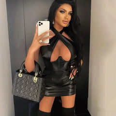 Lunivop Spring burst models hanging neck sexy exposed chest thin package hip sleeveless dress dress women's dresses