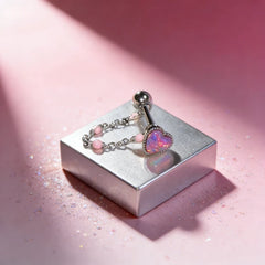 Lunivop 1Pc Trendy Sweet Cool Style Stainless Steel Heart Chain Tongue Stud for Cool Girls Unique Body Piercing Gift