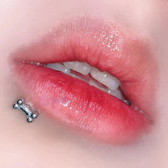 Lunivop 1pc Bone Shape Stainless Steel Lip Stud Fashion Simple Silver Color Labret Piercing Cartilage Earring Daith Tragus Body Jewelry