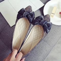 Lunivop Women Flats Pointed Toe Satin Bow Shoes Spring Breathable Loafers Ladies Slip On Shallow Comfort Single Shoes