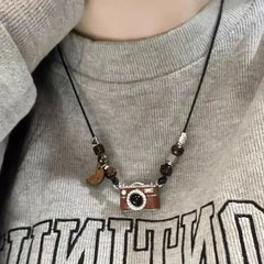 Lunivop Camera Pendant Necklace Spice Girl Hip Hop Retro Long Rope Sweater Chain Necklaces Women Fashion Jewelry Gifts