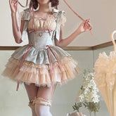 Lunivop Fashion Sweet Lolita Sp Dress for Women Summer New Cute Cake Dresses Y2k Slim Waist Short Sleeve Bow Vestidos De Mujer