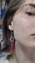 Lunivop Punk Stainless Steel Spiral Vortex Star Earrings Cool Charms Black 8 Hoop Earrings Women Men Goth Y2K Accessories Grunge Jewelry