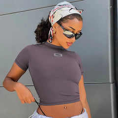 Lunivop Short Sleeve Stretchy Slim T-Shirt Casual Fashion Streetwear Daily Outfit Sportwear Yoga Tops Summer Women Clothes