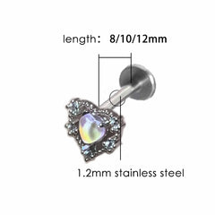 Lunivop 1pc Moonlight Heart Lip Stud Cool Sweet Stainless Steel Labret Piercing Cartilage Ins Fashion Spicy Girl Ear Bone Accessories