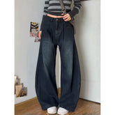 Lunivop Blue High Waist Women Jeans Feeling Vintage Straight Casual Baggy Streetwear Y2K Ripped Wide Leg Female Trouser Denim Pants