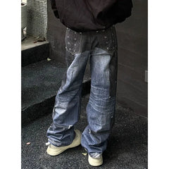 Lunivop Blue Womens Jeans High Waist Vintage Straight Baggy Casual Denim Pants Streetwear American Style Fashion Wide Leg Denim Trouser