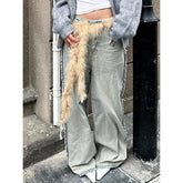 Lunivop Blue High Waist Women Jeans American Fashion Streetwear Wide Leg Jean Female Trouser Vintage Y2K NEW Straight Baggy Denim Pants