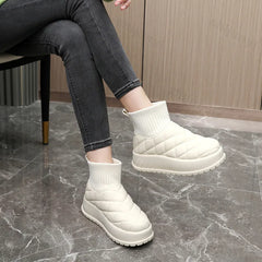 Lunivop Warm Ankle Boots Winter Women's Fashion Plaid Warmth Plush Cotton Shoes New Waterproof Down Cloth Short Barrel Snow Boots