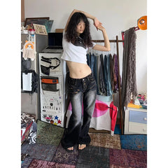 Lunivop Woman Vintage High Waist Baggy Bell Bottom Jeans Female Fashion Flare Pants Girls Aesthetic Blue Trashy Y2k 2000s Denim Trousers