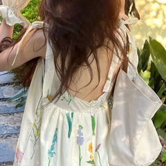 Lunivop Summer Seaside Vacation Floral Dress Women's Sweet Spliced Drawstring Printed Strap Off Shoulder Sleeveless Backless Loose Dress the dress black dress white dress