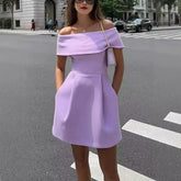 Lunivop New Fashionable Hot Selling Spring and Summer New Waistband One Shoulder Dress INS Casual Party Dress for Women