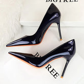 Lunivop Women New Fashion Dark Blue 9.5cm High Heels Pumps Lady Chic Patent Leather Stiletto Shoes Female Elegant Premium Dress Shoes