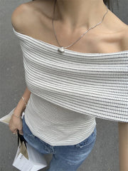 Lunivop Strapless Sexy Tank Top Summer Women Backless Stripe Off Shoulder Wrap Tube Casual Tops Female Sleeveless Crop Top
