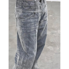 Lunivop Grey High Waist Women Jeans Hip-hop Style Fashion Vintage Streetwear Y2K Wide Leg Jean Female Trouser Baggy Denim Pants