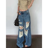 Lunivop Women Y2k Ripped Jeans Vintage Harajuku Baggy Hip Hop Boyfriend Jean Pants Japanese 2000s Style Blue Denim Trousers Clothes 2025